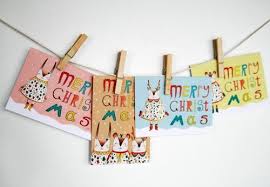 christmas cards on a string